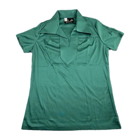 Other - Bonilla Bowling Shirt Vintage 70s‎ Mens 36/38 Green USA NOS Big Pointed Collar